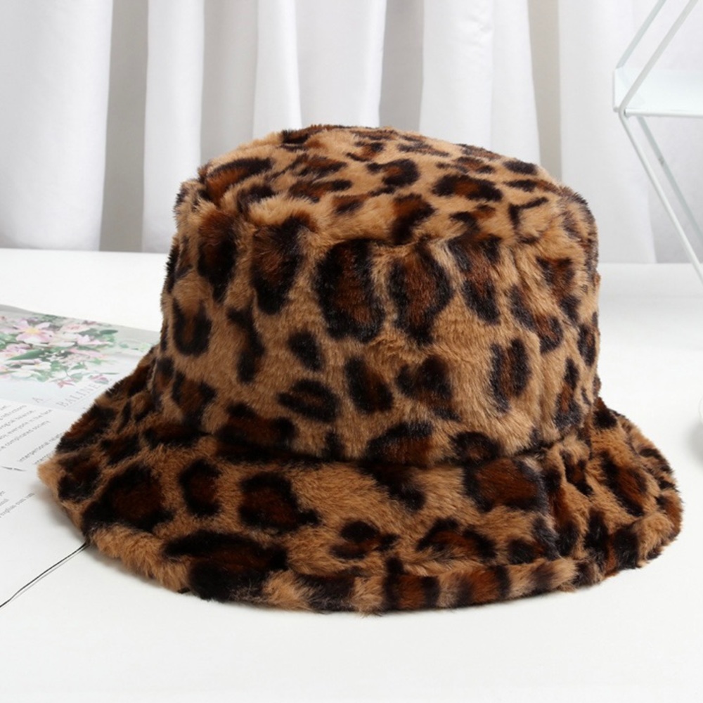 🐾JUNGLE FEVER🐾LUX PLUSH LEOPARD FAUX FUR BUCKET FISHERMAN’S HAT-NEW BOUTIQUE - Picture 8 of 11